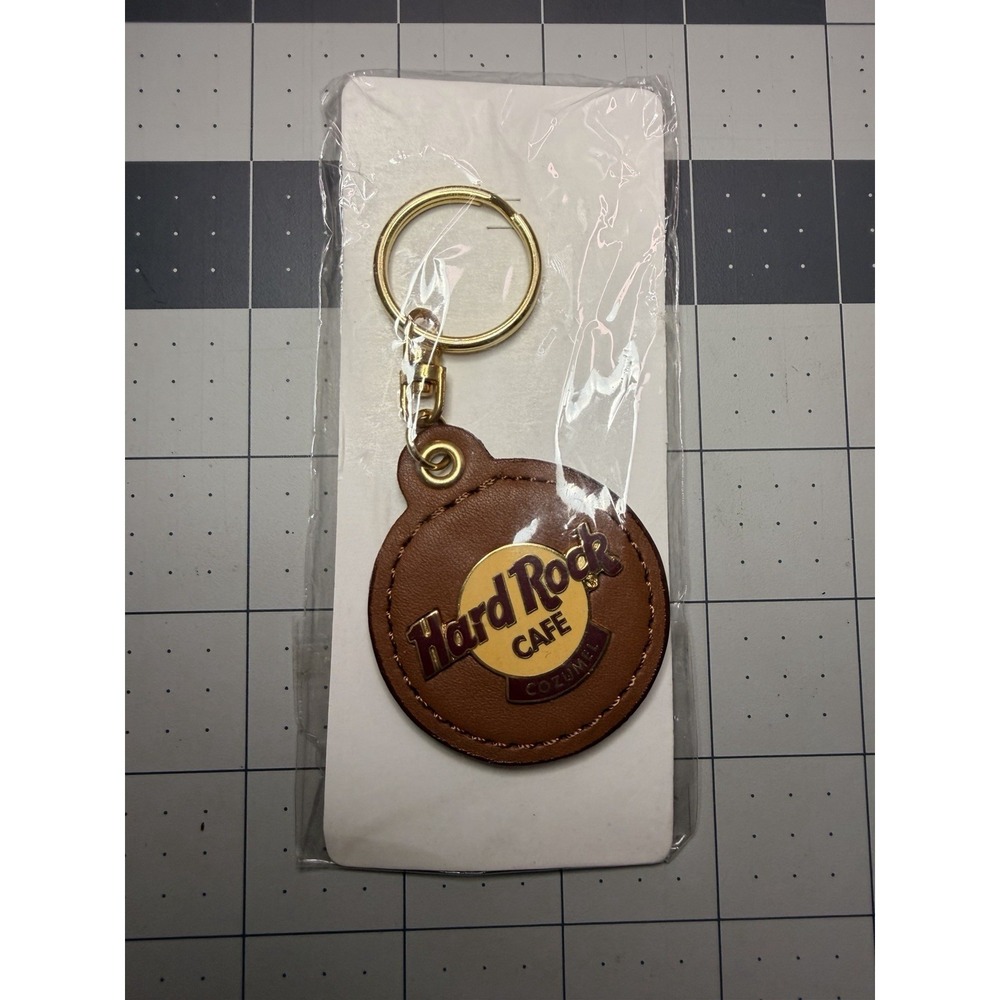 Hard Rock Cafe Cozumel Leather Keychain Key Fob Ring Souvenir New In Wrap Vtg
